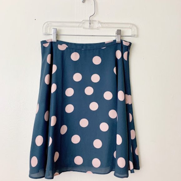 New Loft short skirt size small blue polka dot - Picture 2 of 6